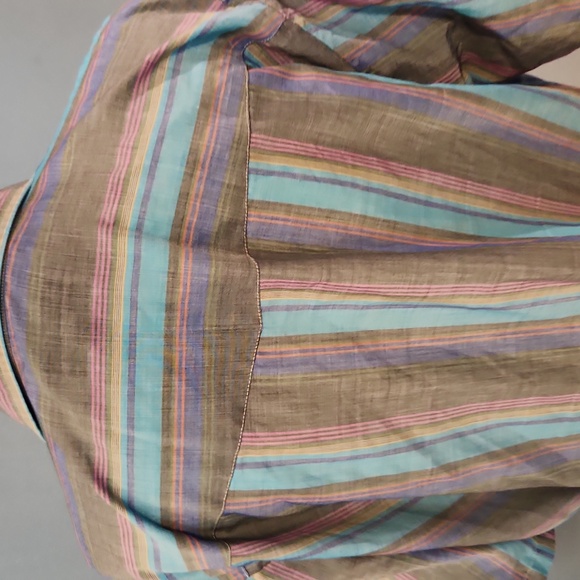 Western Plainsman For Tall Men Striped Pearl Snap Short Sleeve Shirt Vintage 90s - Picture 7 of 12